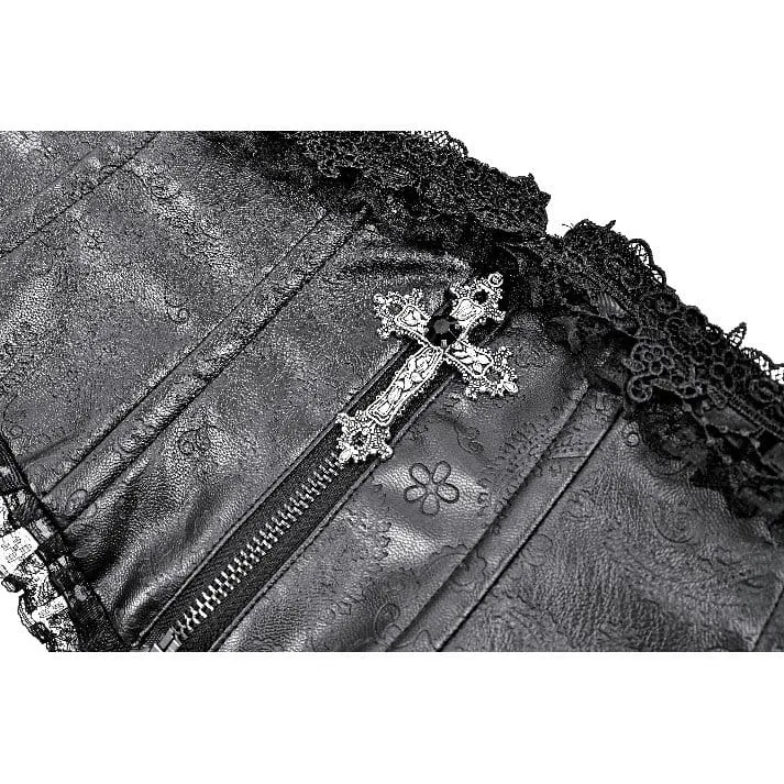 Gothic-Unterbrustkorsett für Damen mit floral geprägter Spitze