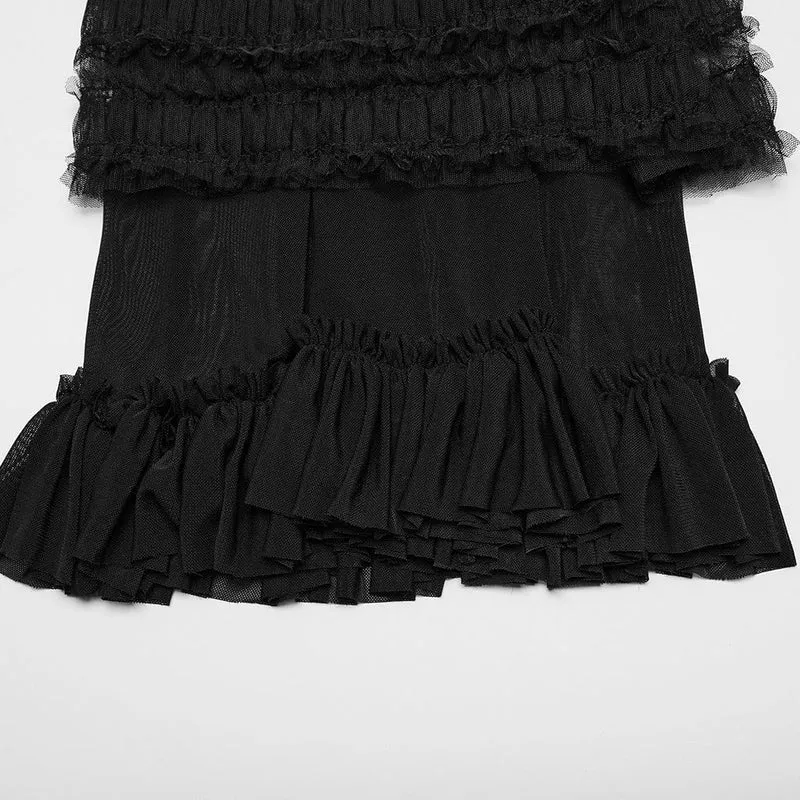 Gothic-Beinstulpen mit Rüschen und Netzstoff für Damen