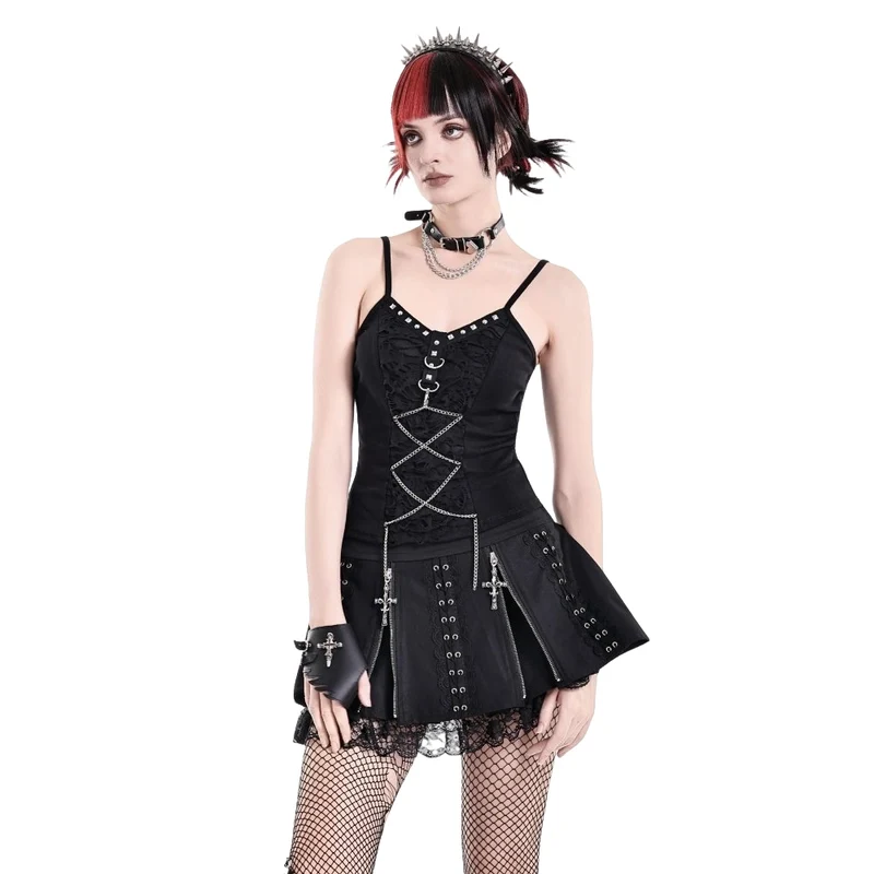 Punk-besetztes Camisole mit Nieten und Kette für Damen