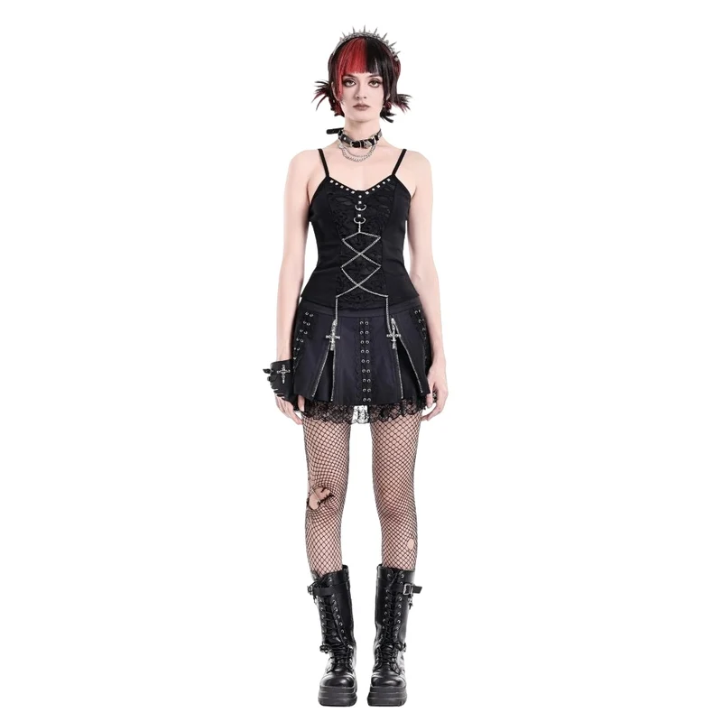 Punk-besetztes Camisole mit Nieten und Kette für Damen