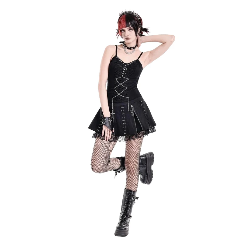 Punk-besetztes Camisole mit Nieten und Kette für Damen