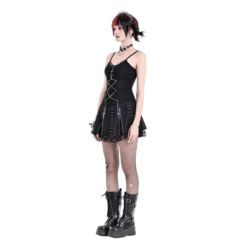 Punk-besetztes Camisole mit Nieten und Kette für Damen