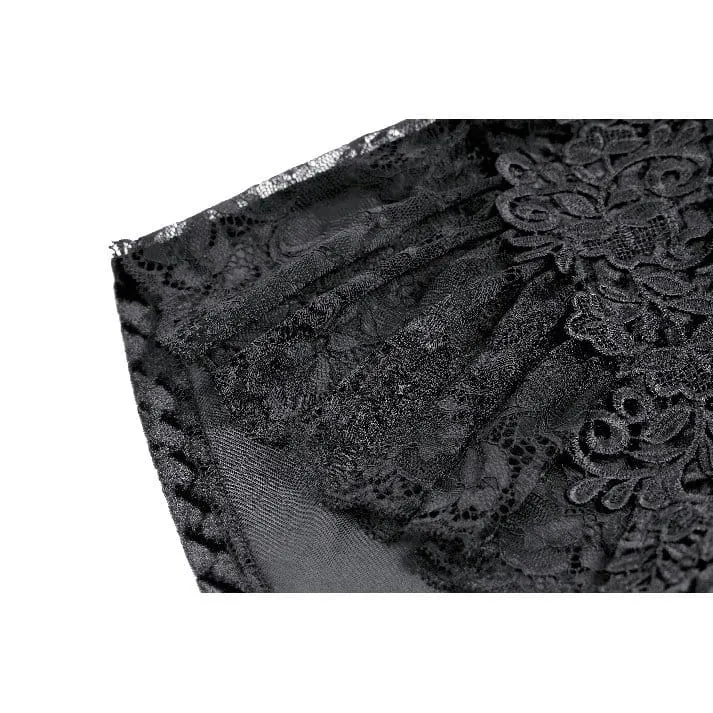 Gothic-Shorts für Damen aus Samt mit floralem Spitzen-Patchwork und Prägung
