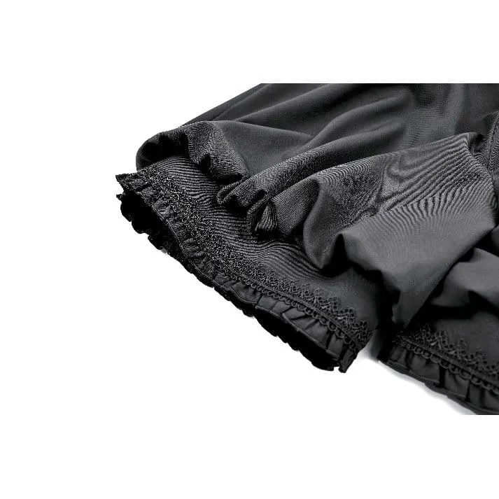 Gothic-Shorts für Damen mit hohem Bund, gekreuztem Reißverschluss, gravierten Knöpfen und Kürbisdekor