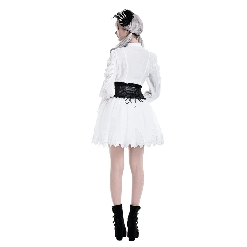 Gothic-Minirock für Damen mit Guipure-Spitzensaum und Lagen aus Mesh