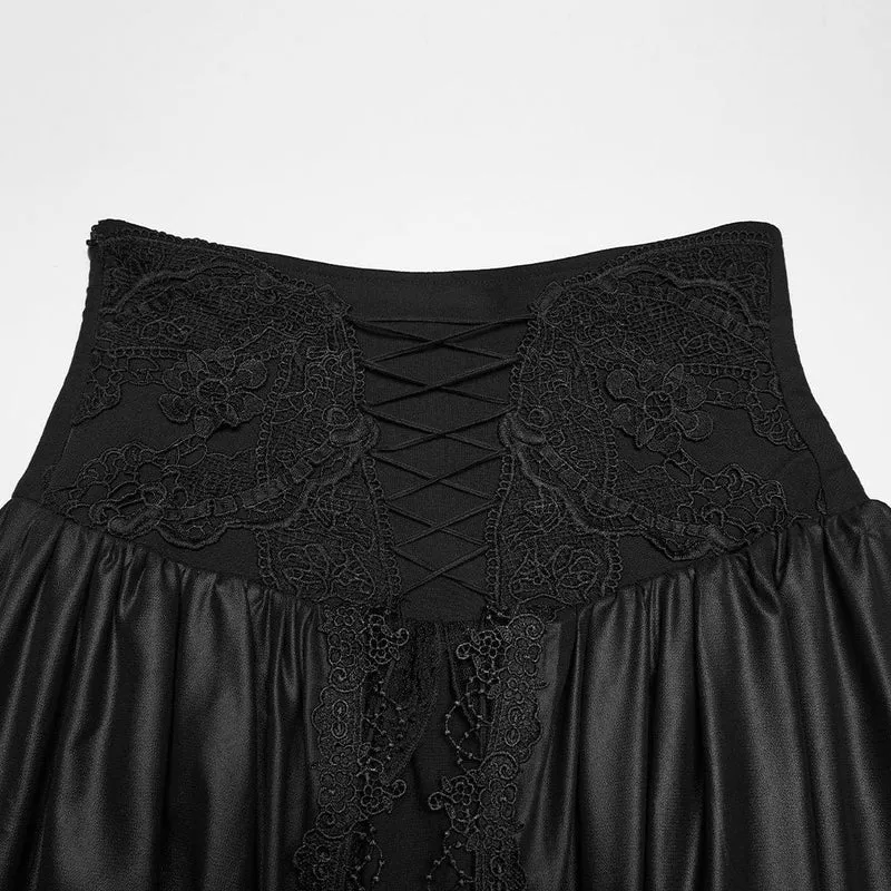 Gothic-Rock für Damen, mehrlagig, mit Blumenstickerei