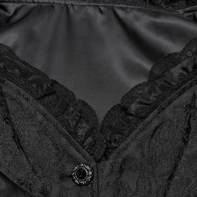Gothic-Jacke für Damen mit Reverskragen, ausgestellten Ärmeln und hohem/niedrigem Schnitt