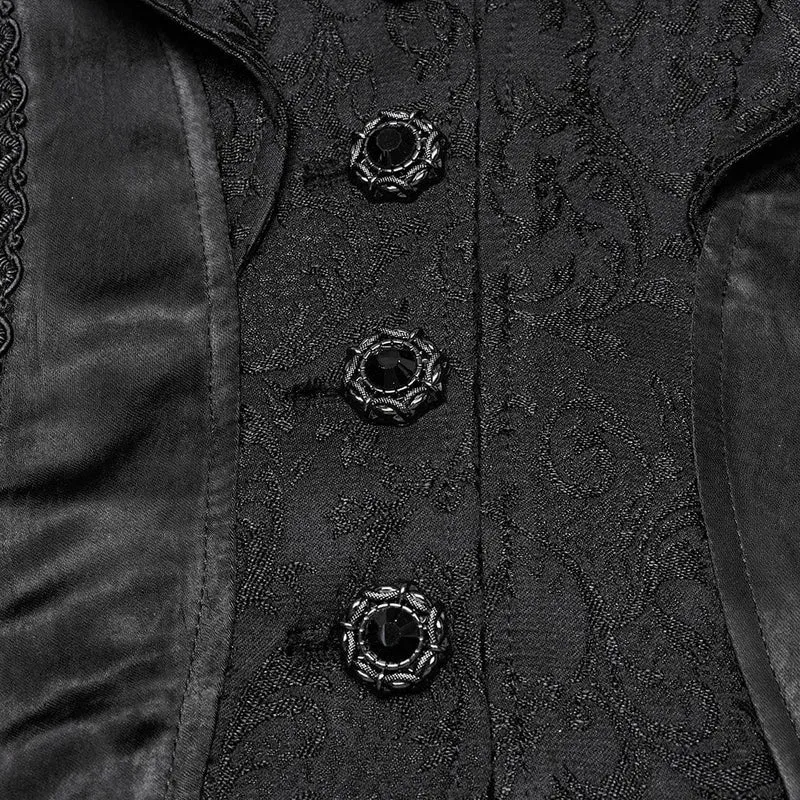 Gothic-Jacke für Damen mit Reverskragen, ausgestellten Ärmeln und hohem/niedrigem Schnitt