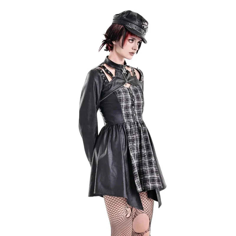 Cyberpunk-Cape für Damen mit Stacheln und Cut-outs, langärmelig