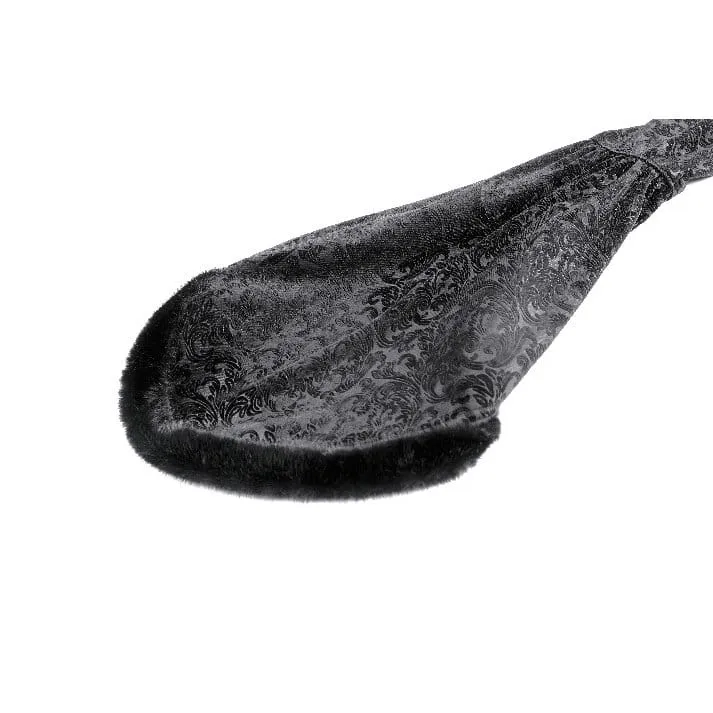 Gothic-Cape für Damen mit Jacquard-Muster, Kunstpelzbesatz und Froschknopfverschluss, kurz geschnitten