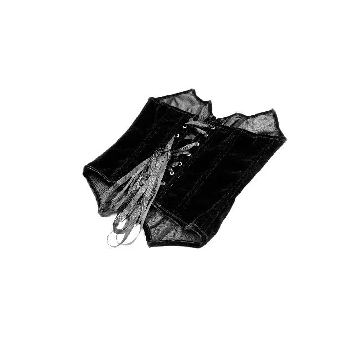 Gothic-Samtkorsett für Damen, farblich abgesetzt, Fledermausflügel-Design, Überbrustkorsett