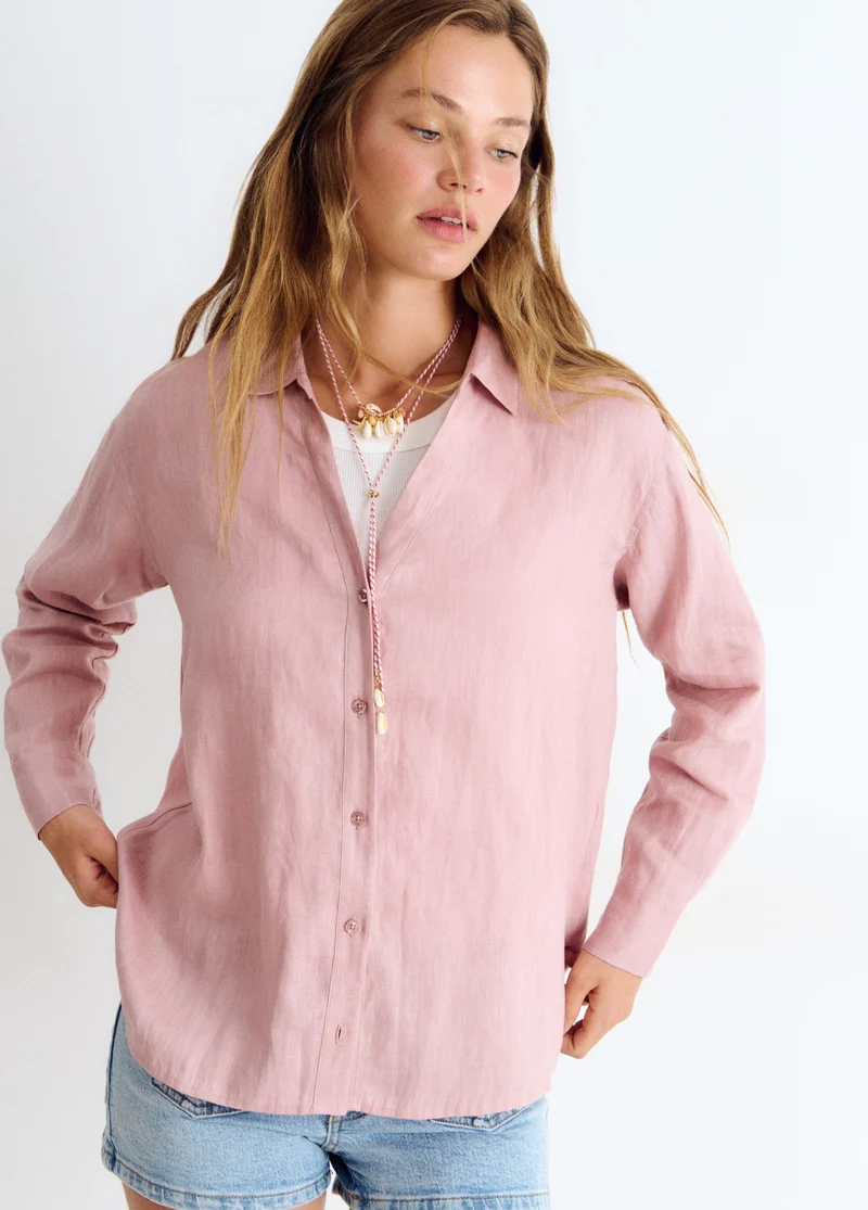 Long-sleeve linen shirt