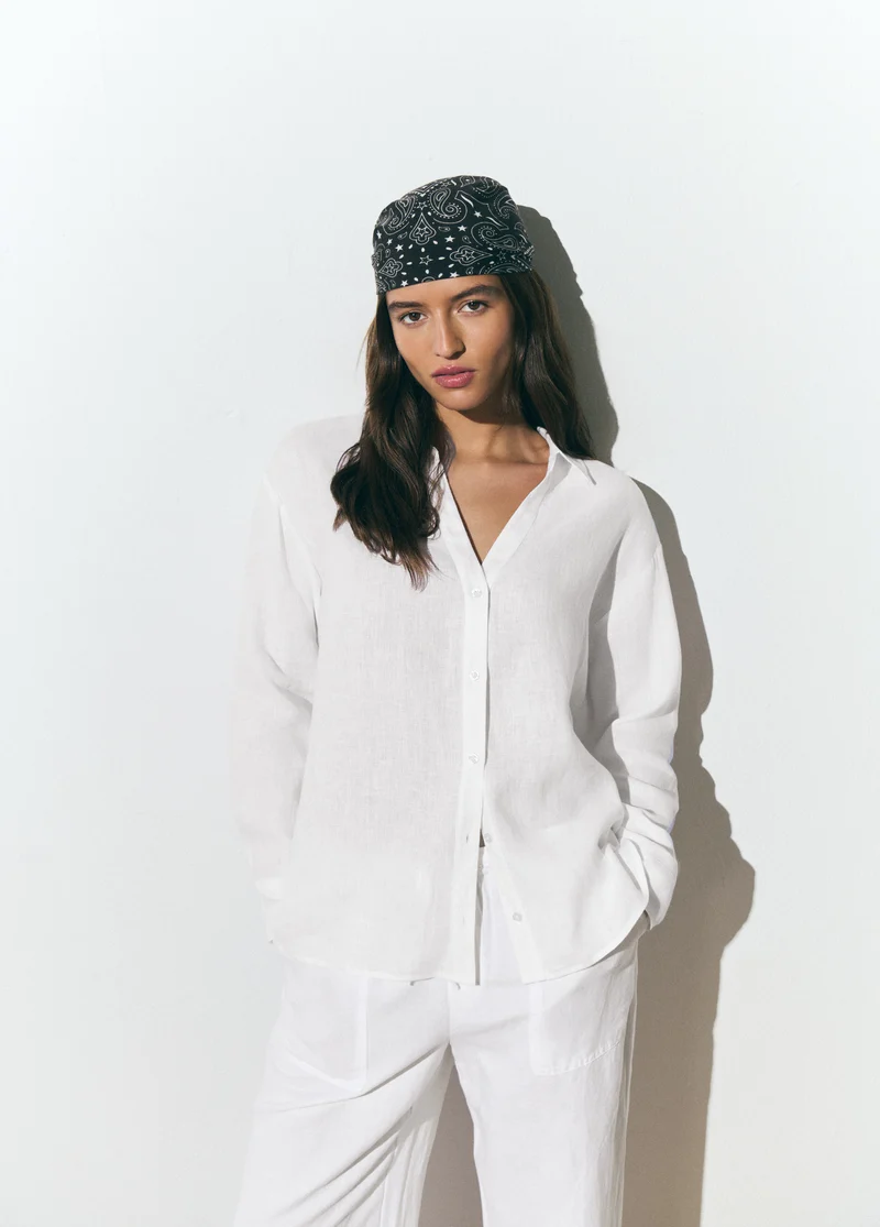 Long-sleeve linen shirt