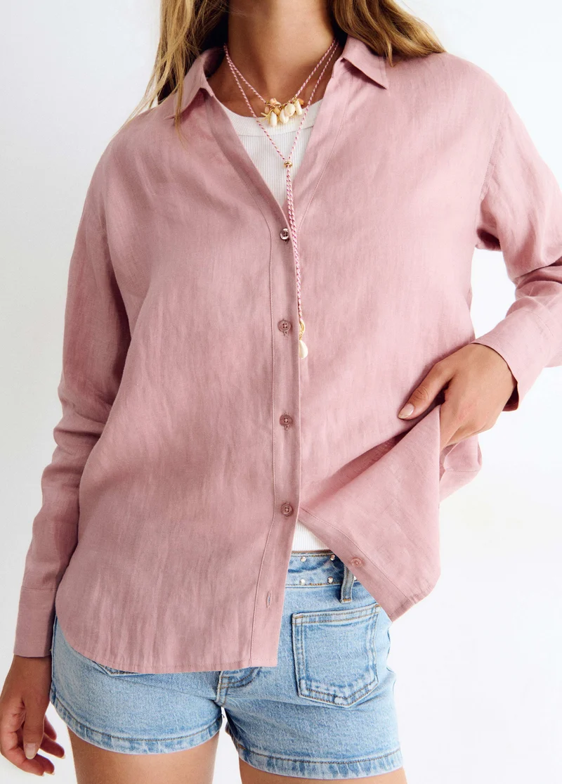 Long-sleeve linen shirt