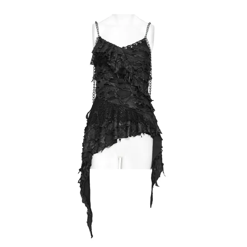 Punk-Tanktop für Damen mit Used-Look, Ketten und asymmetrischem Design