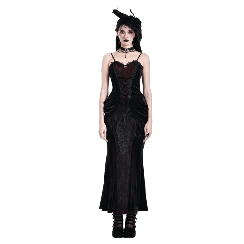 Gothic-Crop-Top für Damen mit Spinnenmuster, Schnürung und Kontrastfarben