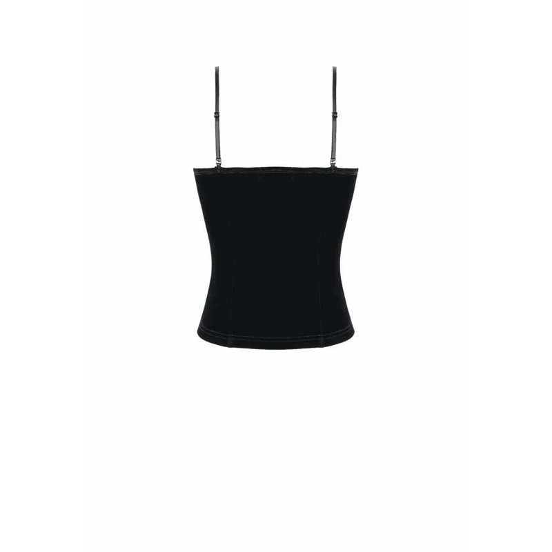 Gothic-Crop-Top für Damen mit Spinnenmuster, Schnürung und Kontrastfarben
