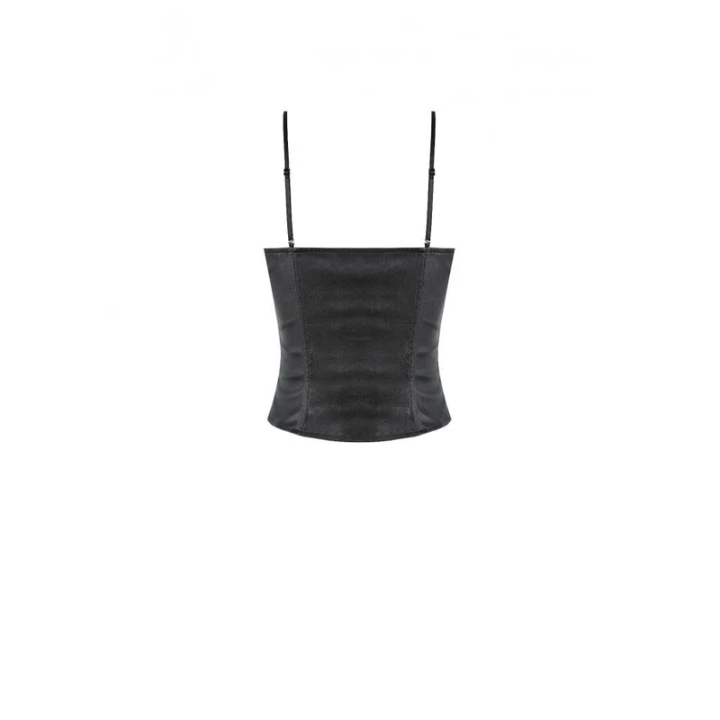 Punk-Crop-Top mit Fledermaus-Dekor und Schnürung für Damen