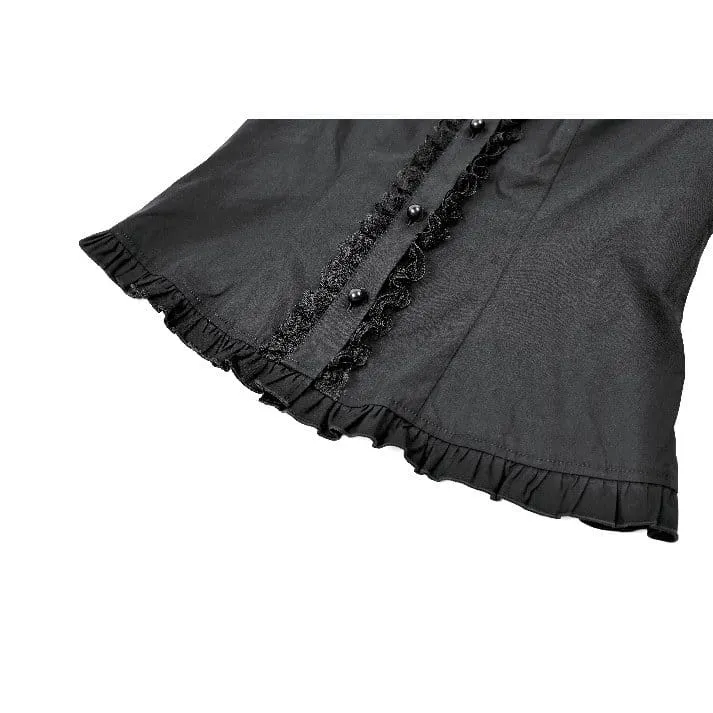 Gothic-Bluse für Damen mit Rüschen, Peter-Pan-Kragen, Puffärmeln und kurzen Ärmeln