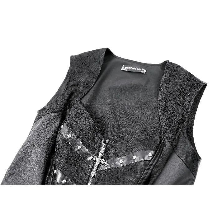 Gothic-Weste für Damen mit Nieten, Schnallen und Reißverschluss