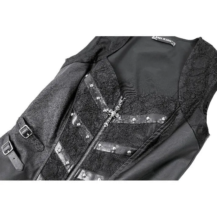 Gothic-Weste für Damen mit Nieten, Schnallen und Reißverschluss