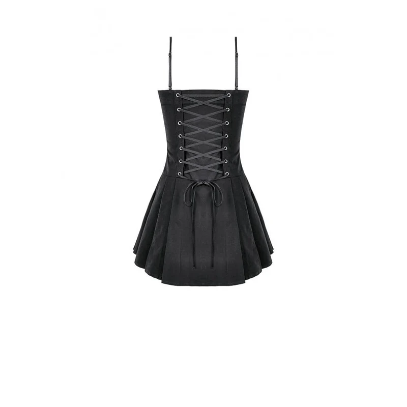 Gothic-Schnürkleid mit Schnallenriemen für Damen, Abschlusskleid