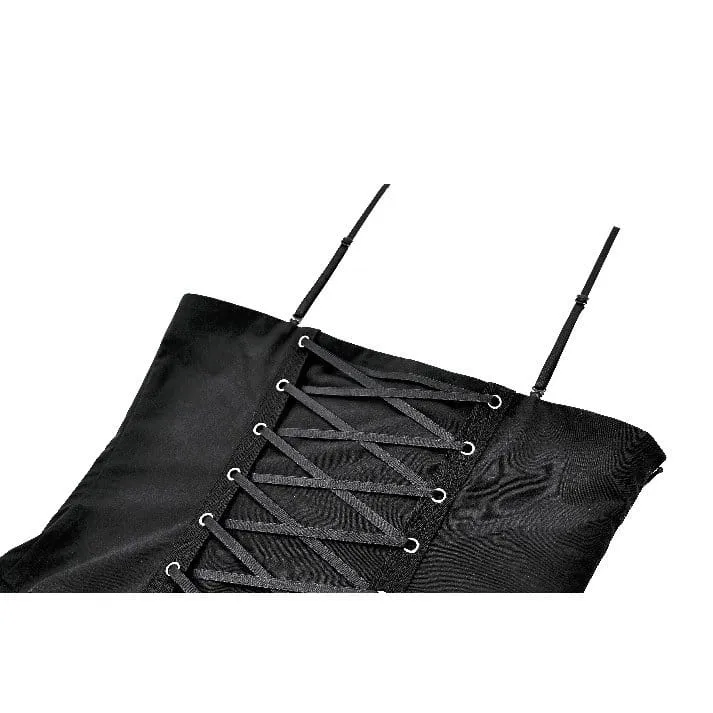 Gothic-Schnürkleid mit Schnallenriemen für Damen, Abschlusskleid