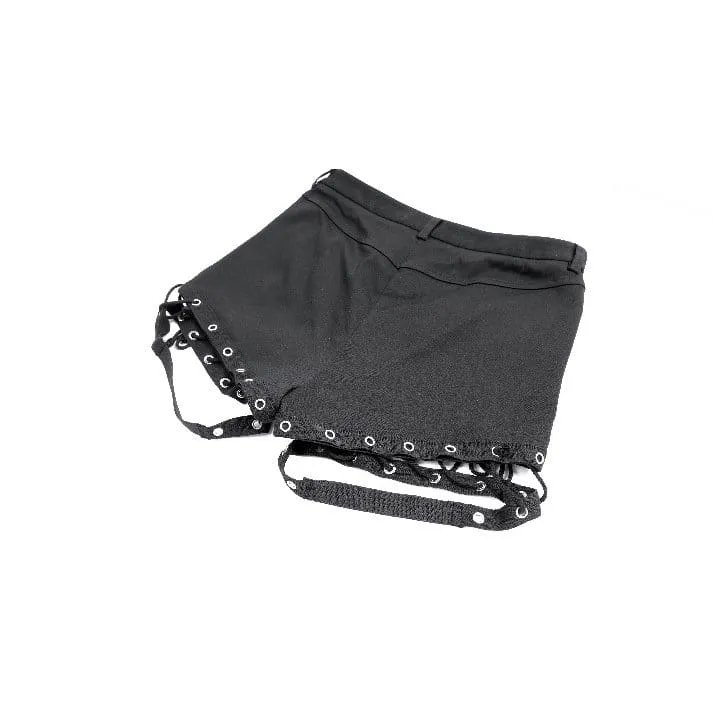 Punk-Shorts für Damen mit Ösen, Schnürung und Cut-outs