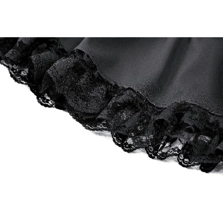 Punk-Minirock für Damen mit Schnürung, floralem Spitzen-Patchwork und Applikationen in Form eines bösen Blicks und Tentakeln