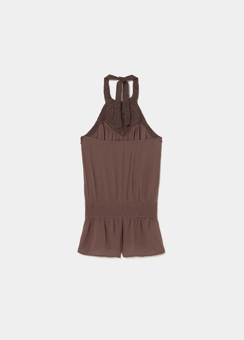Crochet halter-neck playsuit