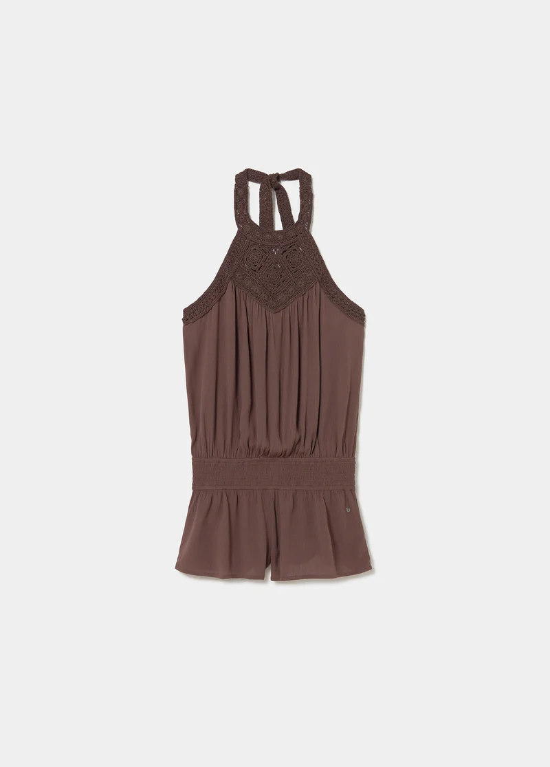 Crochet halter-neck playsuit