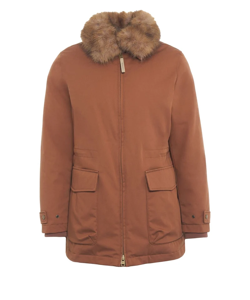 Parka con collo in pelliccia sintetica