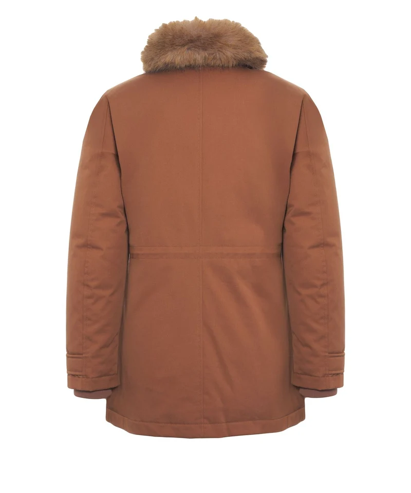 Parka con collo in pelliccia sintetica
