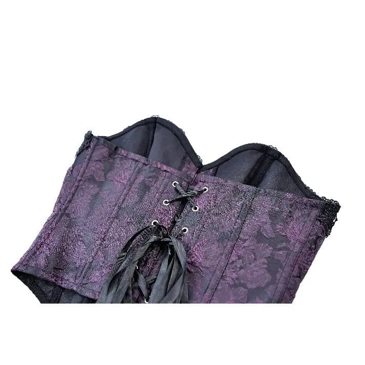 Gothic-Schnürkorsett für Damen, Jacquard-Overbust-Korsett, Lila