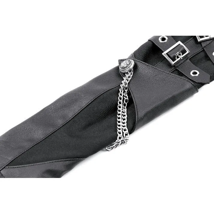Punk-Handschuhe für Damen mit Schnallenriemen und Kette