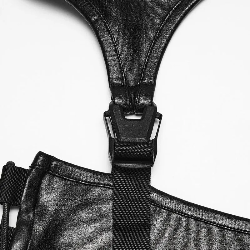 Punk-Neckholder-Dessous für Damen mit Cut-out-Schnallenriemen