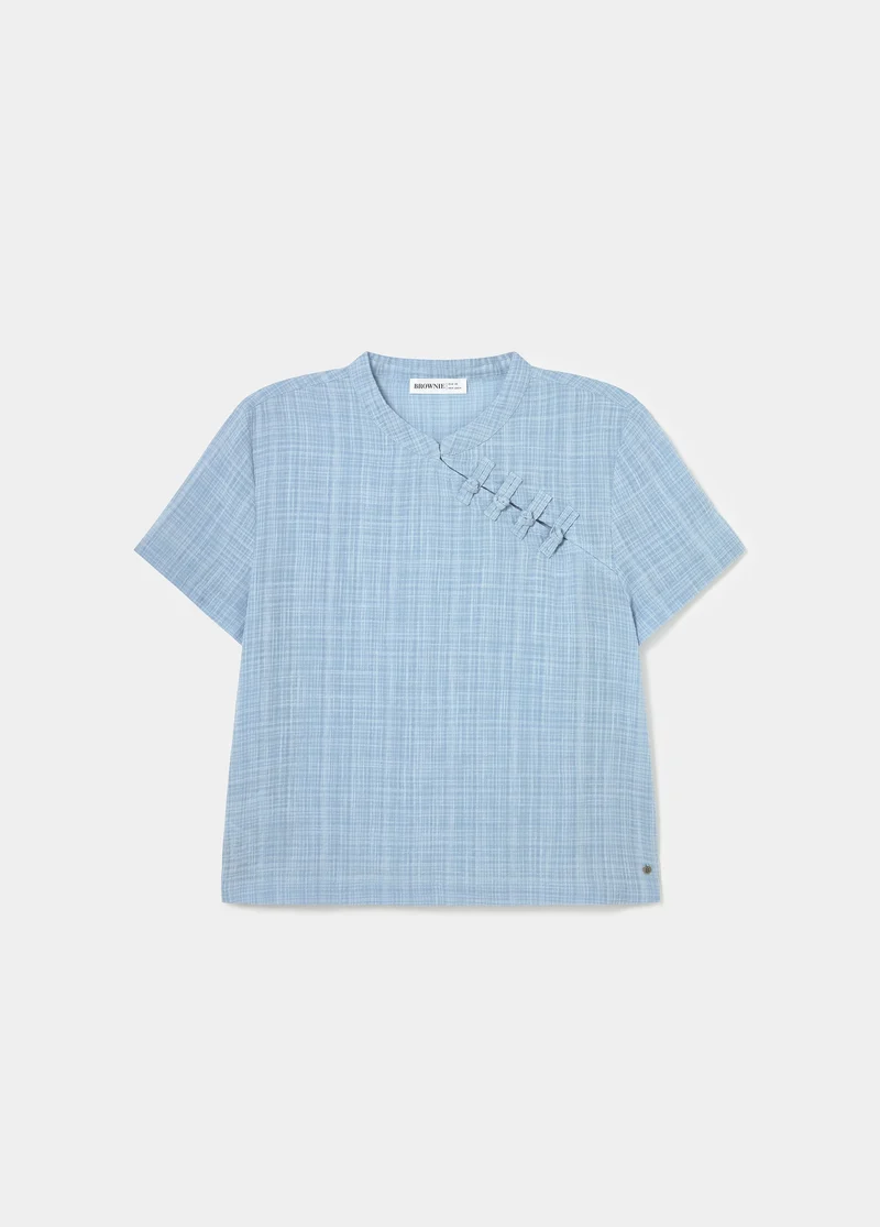 Checked blouse with Japanese detail