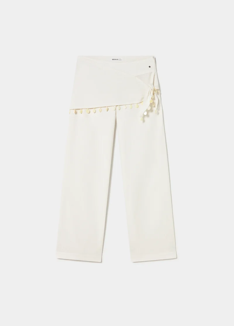 Wrap pants with shell detail