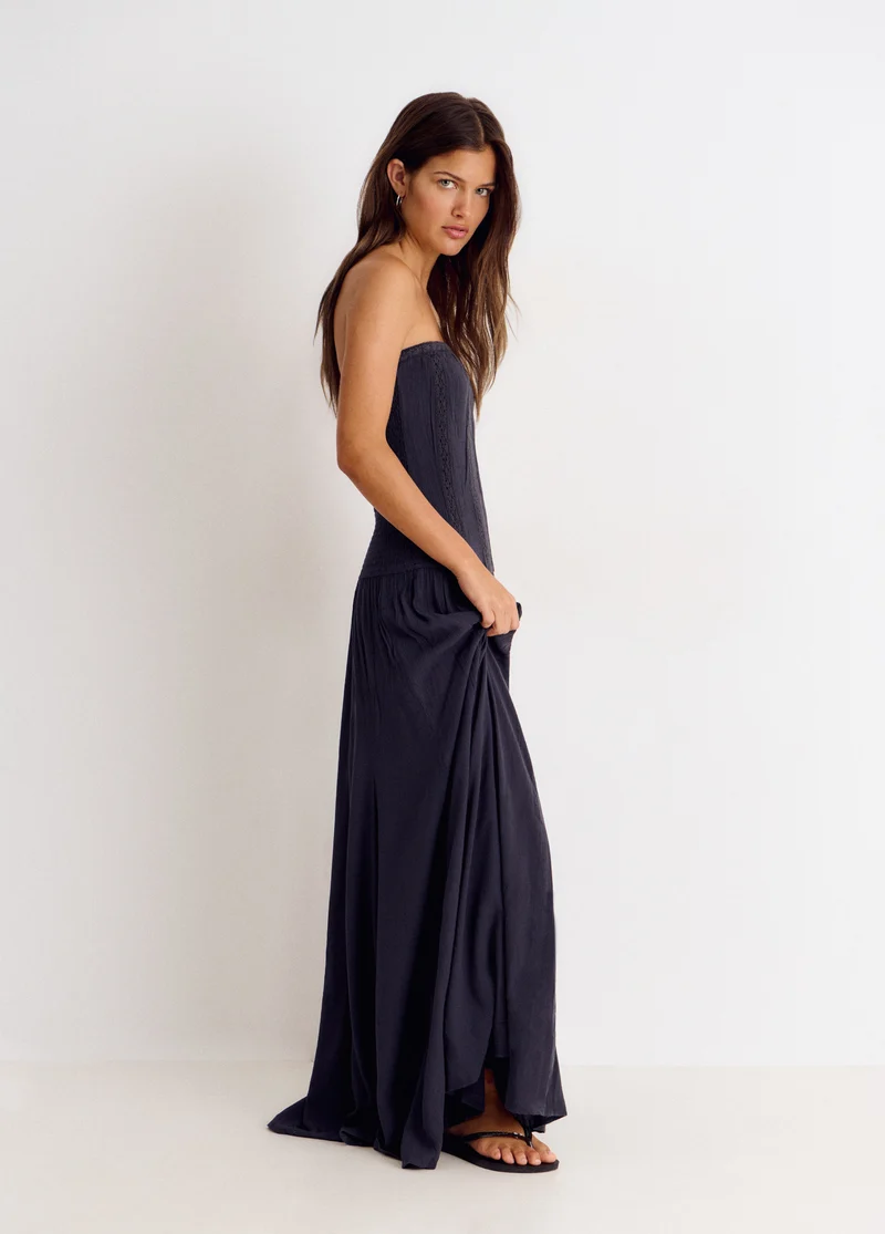 Long bandeau lace dress