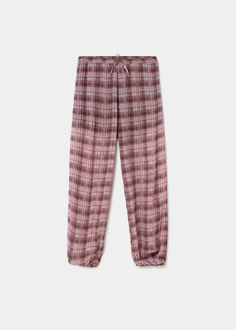 Checkered long harem pants