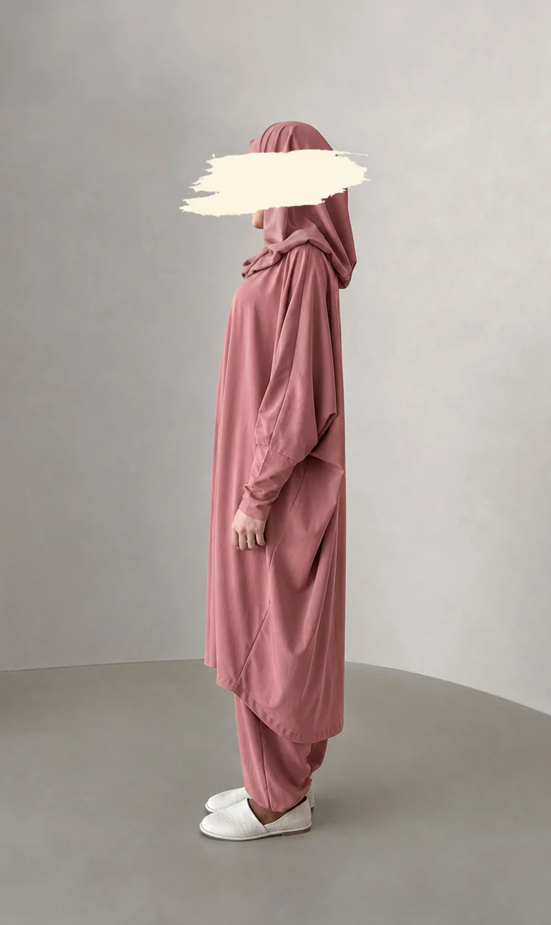 3-lagiger Burkini Oversized – Altrosa