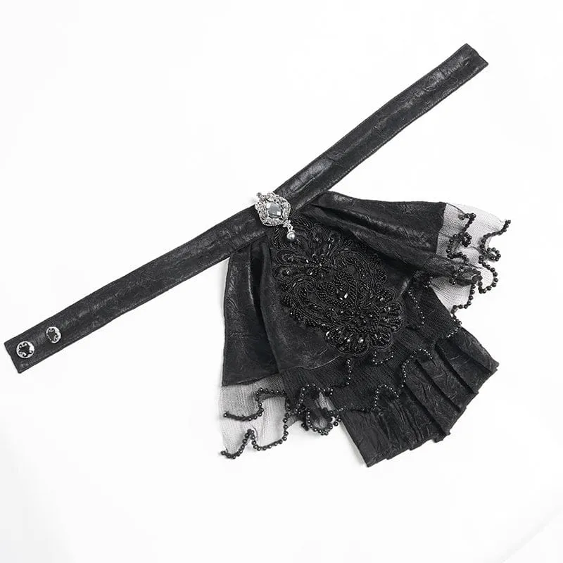 Schwarzes Gothic-Jacquard-Hemd für Herren mit Schwalbenschwanzmuster und Krawatte