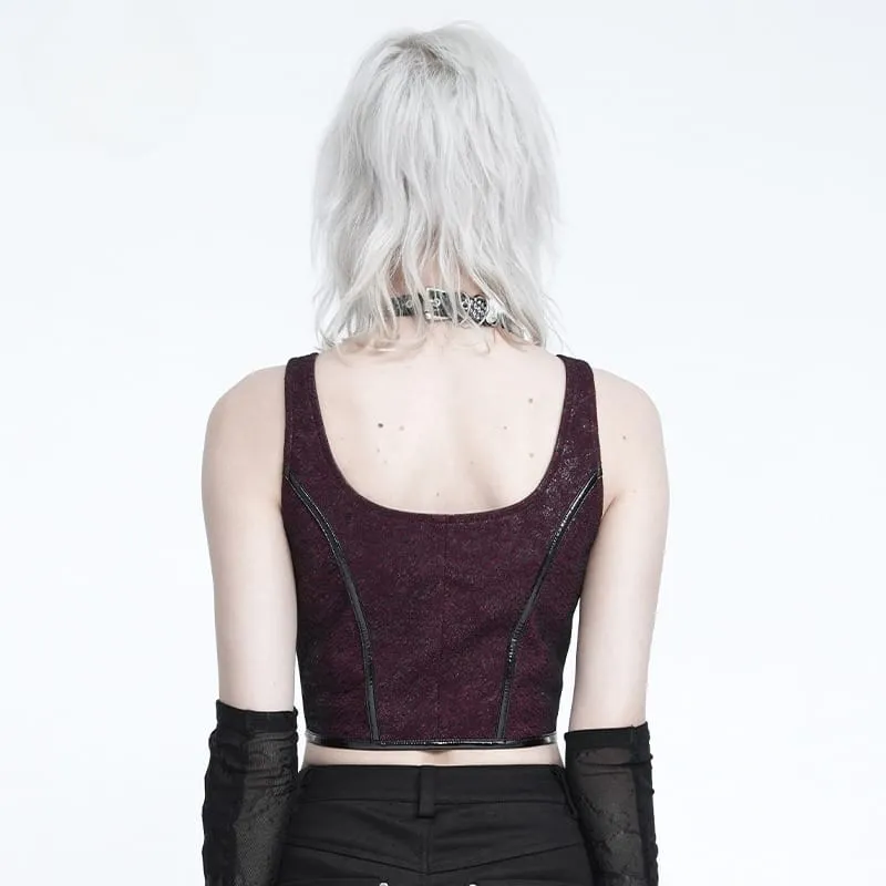 Punk-Bustier für Damen mit Reißverschluss vorne und verstellbaren Trägern