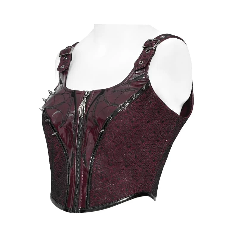 Punk-Bustier für Damen mit Reißverschluss vorne und verstellbaren Trägern
