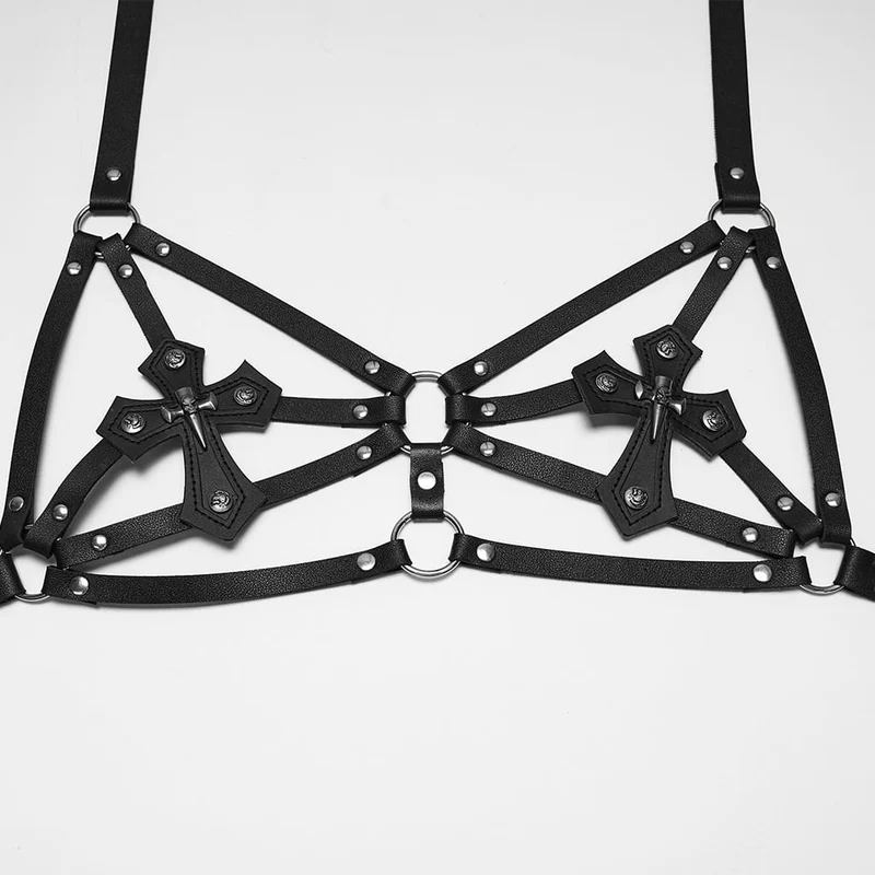 Punk-Nieten-BH mit gekreuztem Neckholder für Damen