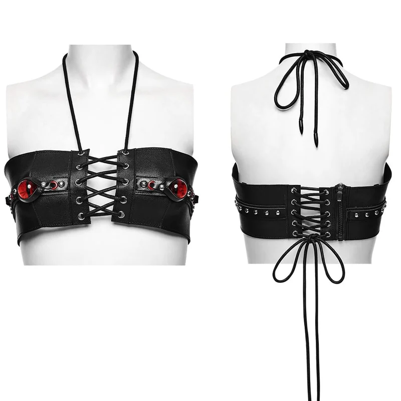 Punk-Schnürbustier mit bösem Blick für Damen, Neckholder