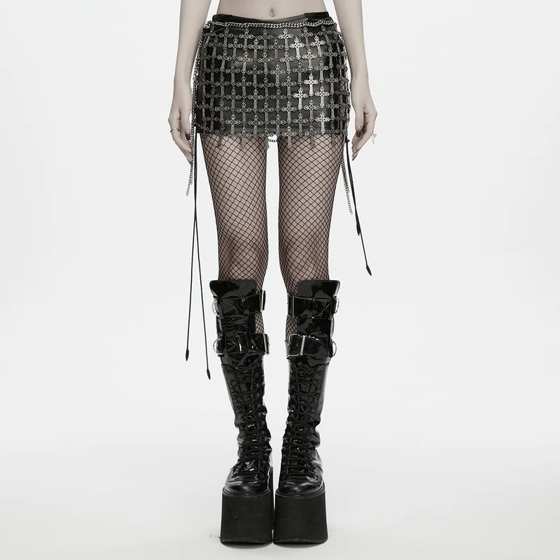 Gothic-Hüftgeschirr mit Kreuzkette für Damen