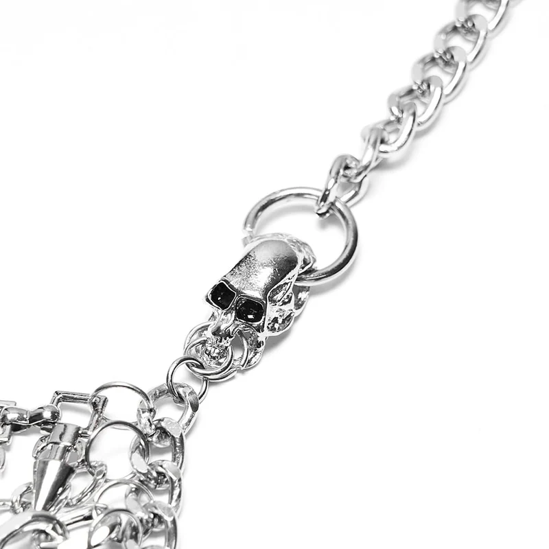 Gothic-Körpergeschirr für Damen mit mehrlagiger Kette und gekreuztem Neckholder