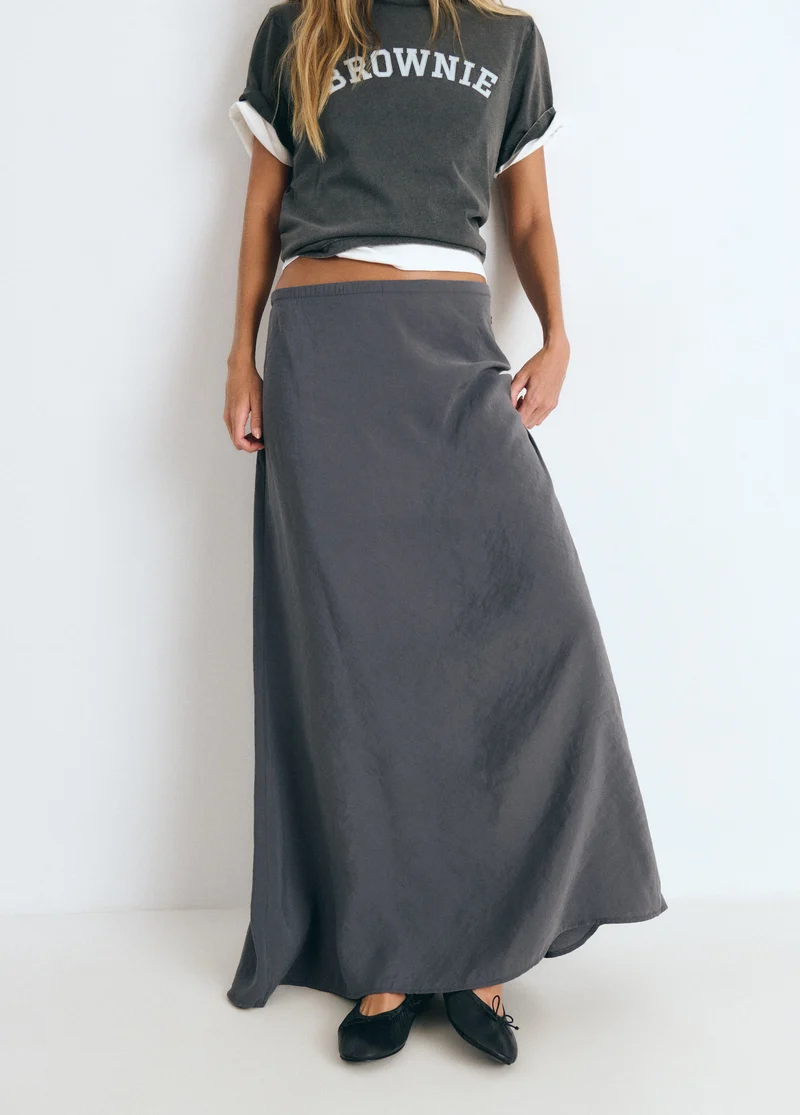 Long skirt made of cupro fabric