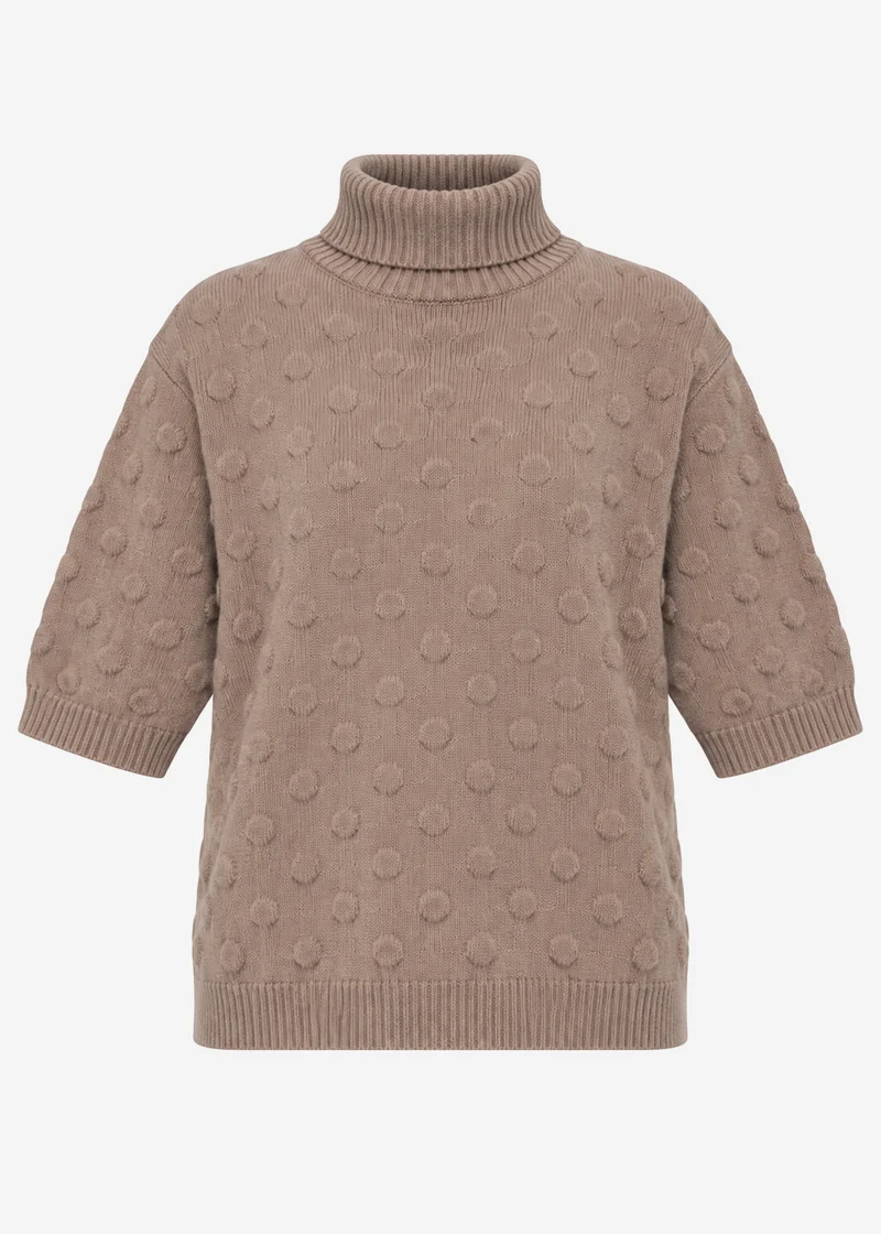 Oversized Kurzarmpullover mit Noppenstruktur - taupe